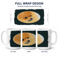 Pomeranian Ceramic Coffee Mug 15 oz Decorative Large C Handle Mug Cup for Tea, Cocoa Hot Chocolate