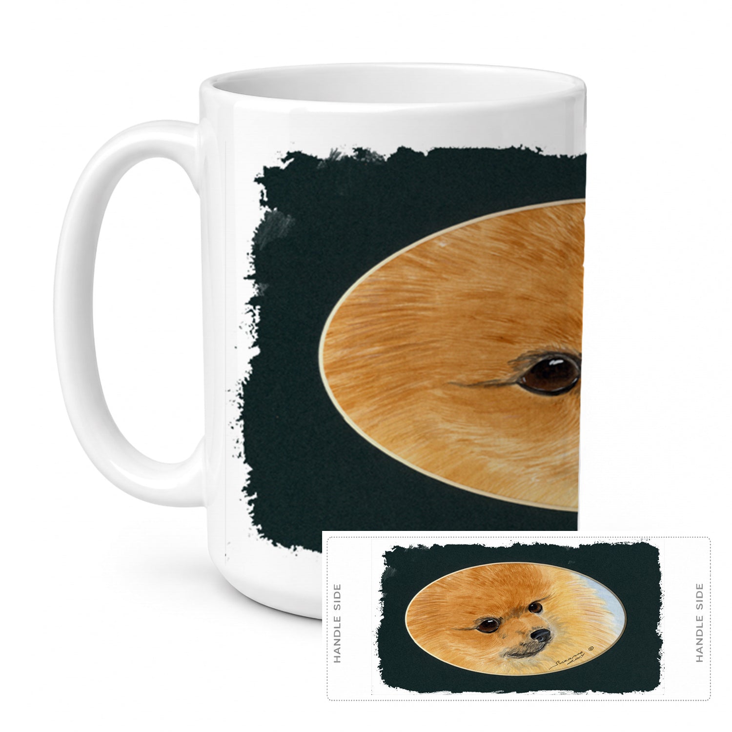 Pomeranian Ceramic Coffee Mug 15 oz Decorative Large C Handle Mug Cup for Tea, Cocoa Hot Chocolate