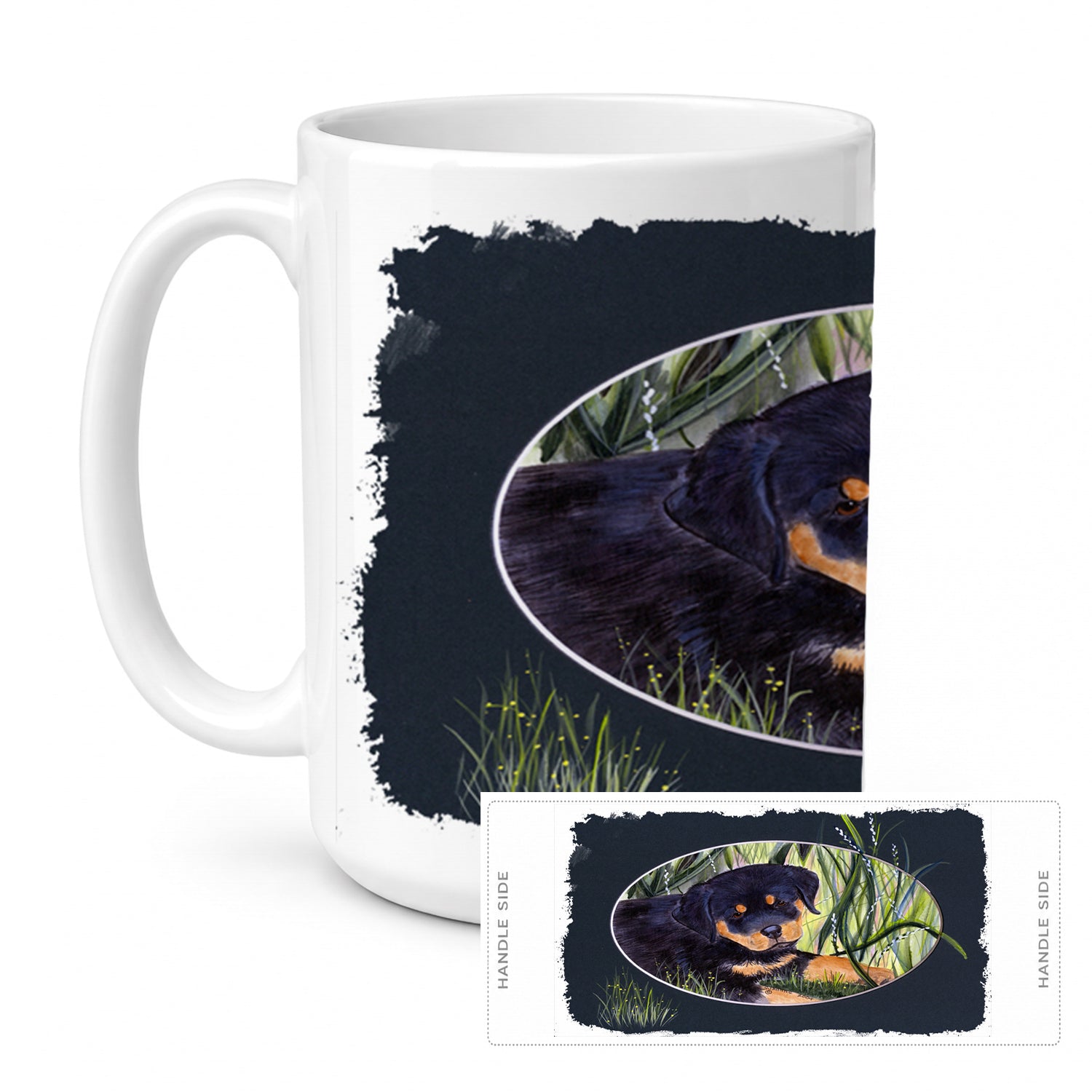 Rottweiler Ceramic Coffee Mug 15 oz Decorative Large C Handle Mug Cup for Tea, Cocoa Hot Chocolate