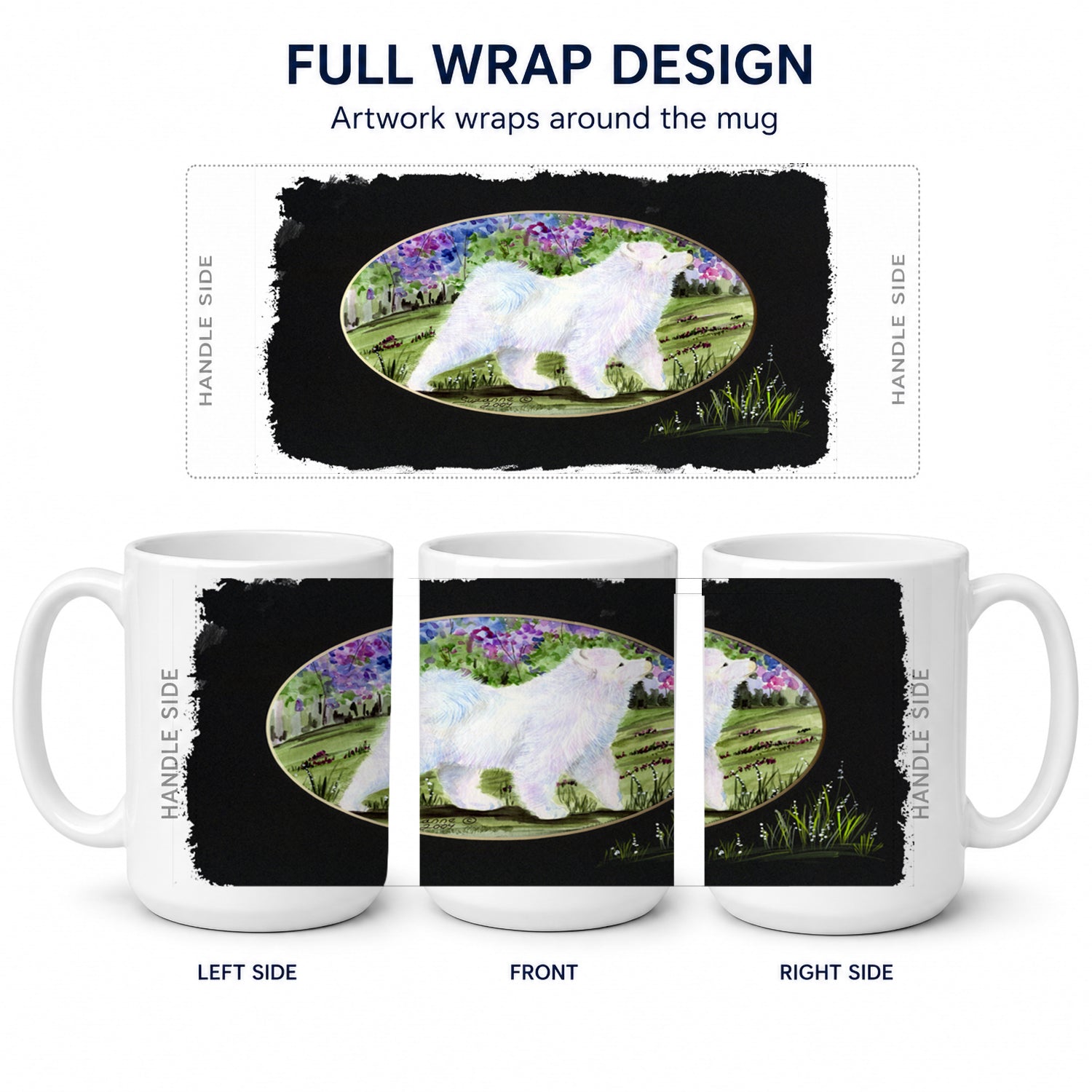 Samoyed Ceramic Coffee Mug 15 oz Decorative Large C Handle Mug Cup for Tea, Cocoa Hot Chocolate
