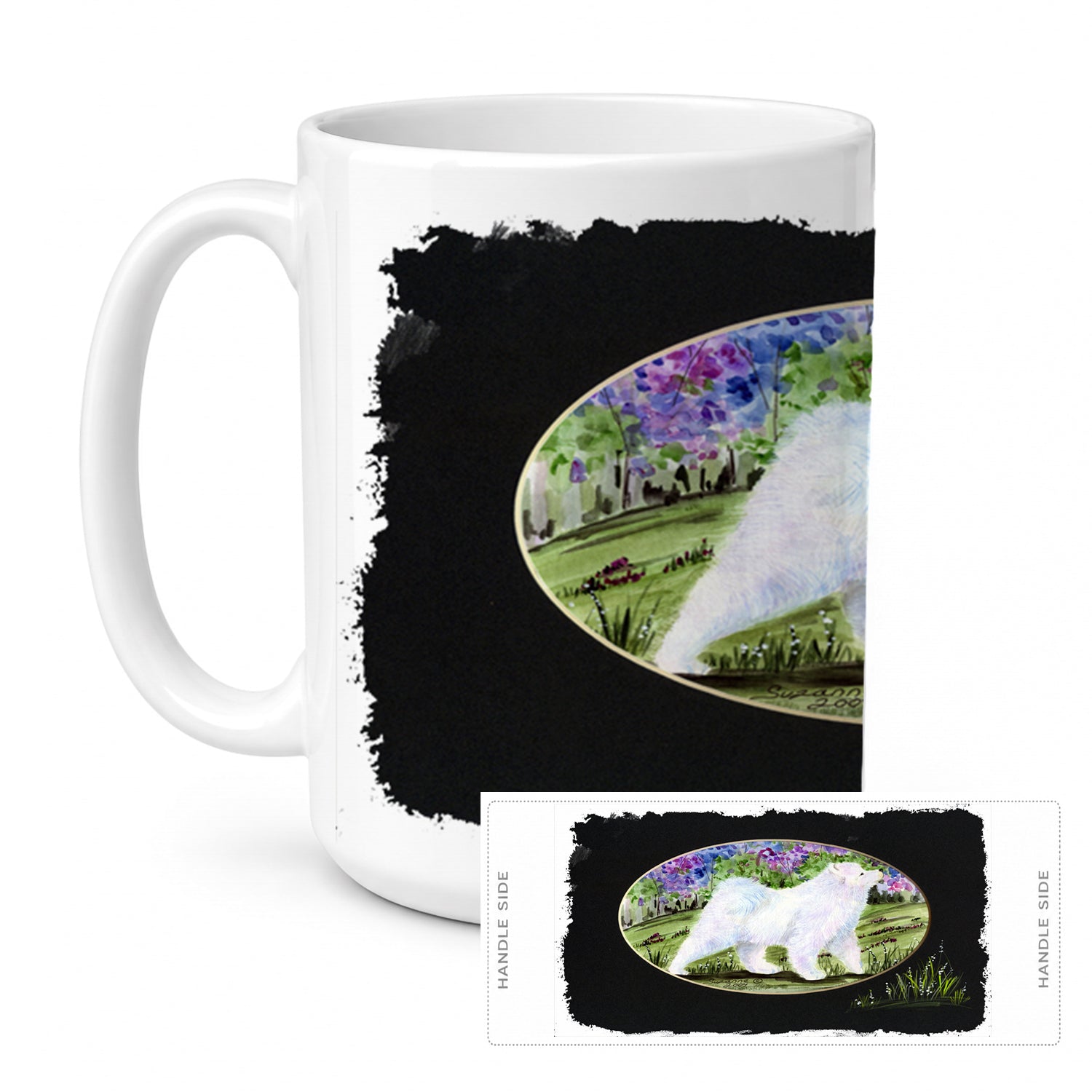 Samoyed Ceramic Coffee Mug 15 oz Decorative Large C Handle Mug Cup for Tea, Cocoa Hot Chocolate
