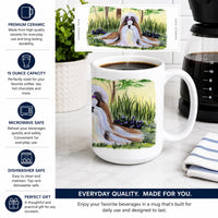 Shih Tzu Ceramic Coffee Mug 15 oz Decorative Large C Handle Mug Cup for Tea, Cocoa Hot Chocolate