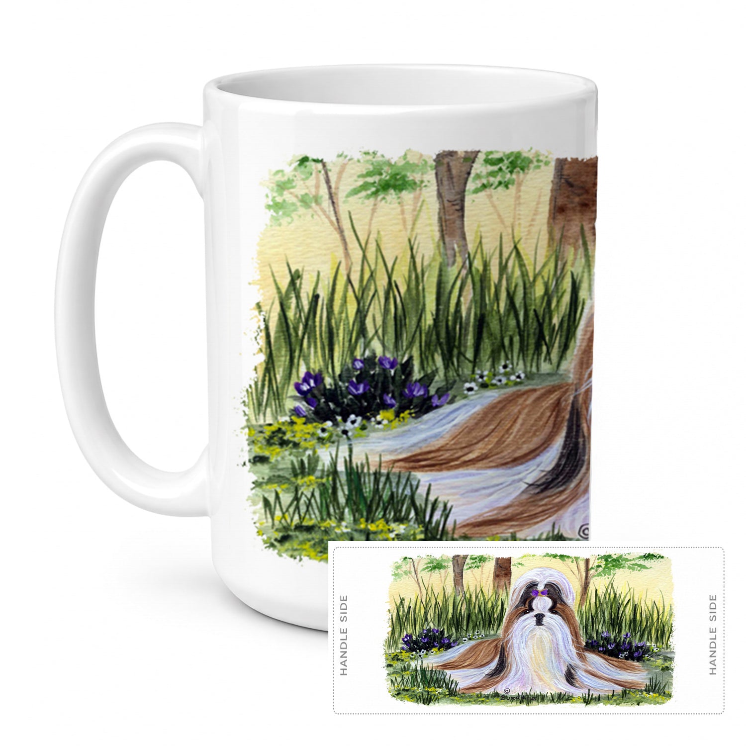 Shih Tzu Ceramic Coffee Mug 15 oz Decorative Large C Handle Mug Cup for Tea, Cocoa Hot Chocolate