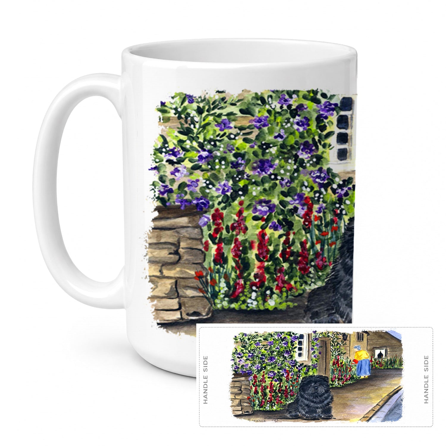 Chow Chow Ceramic Coffee Mug 15 oz Decorative Large C Handle Mug Cup for Tea, Cocoa Hot Chocolate