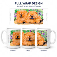 Chow Chow Ceramic Coffee Mug 15 oz Decorative Large C Handle Mug Cup for Tea, Cocoa Hot Chocolate