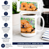 Chow Chow Ceramic Coffee Mug 15 oz Decorative Large C Handle Mug Cup for Tea, Cocoa Hot Chocolate
