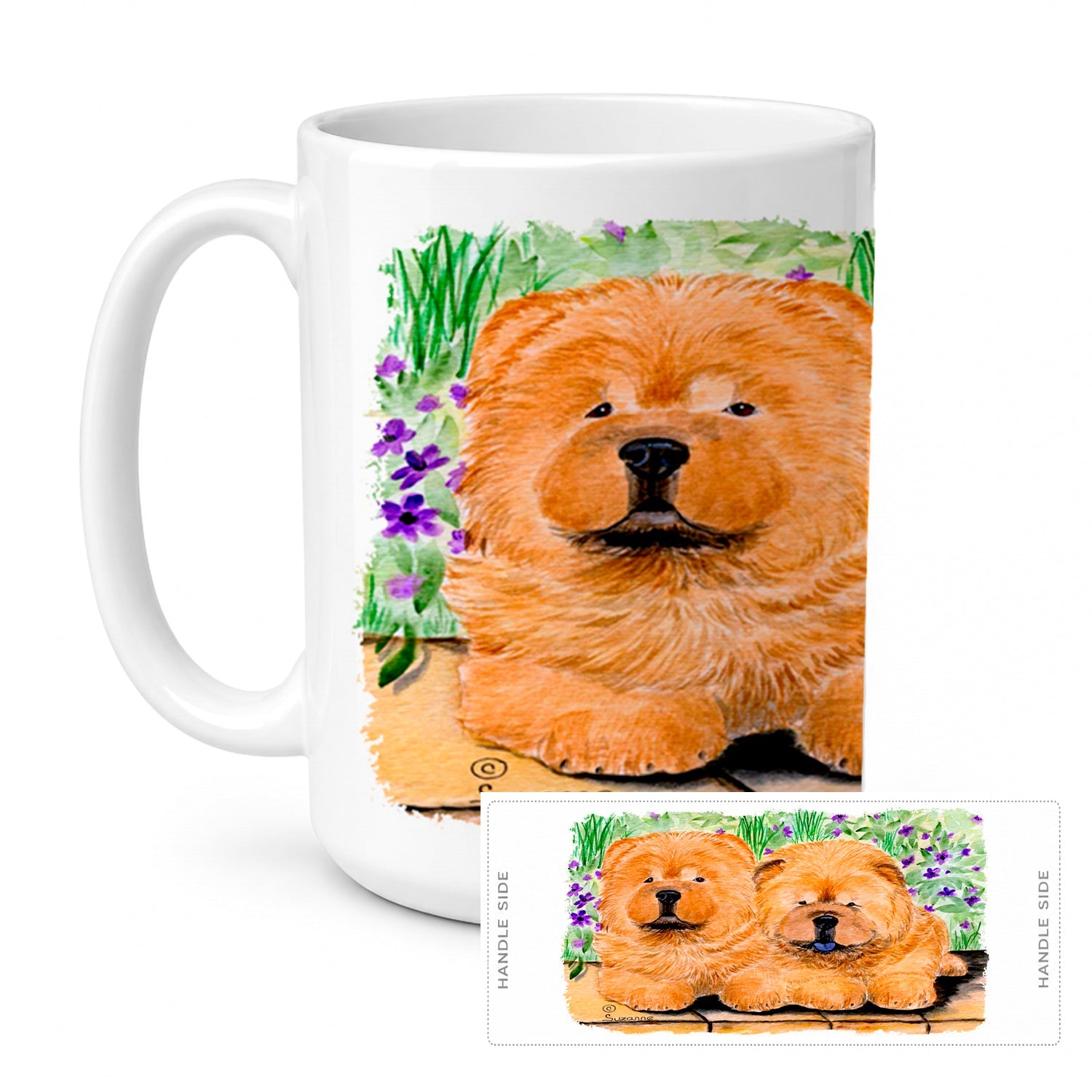 Chow Chow Ceramic Coffee Mug 15 oz Decorative Large C Handle Mug Cup for Tea, Cocoa Hot Chocolate