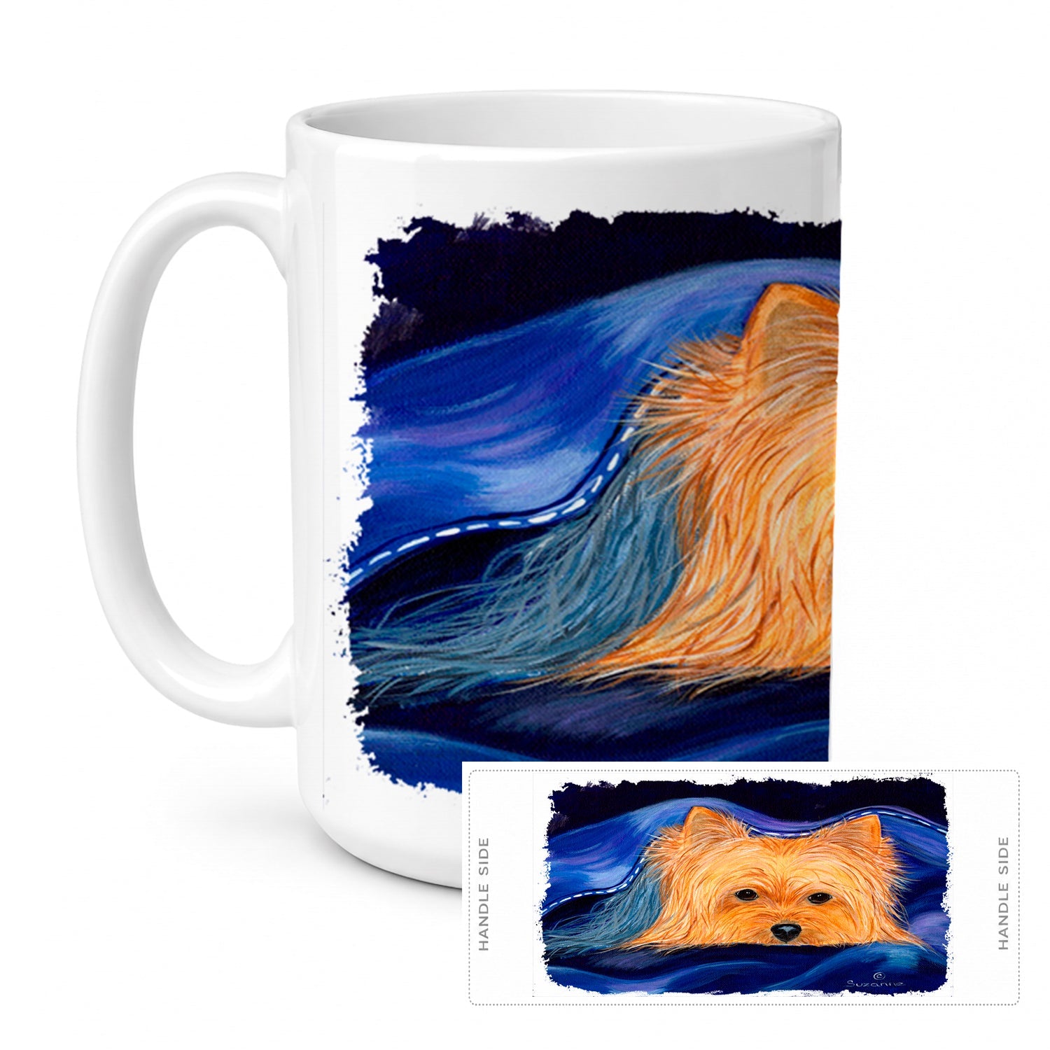 Yorkie Ceramic Coffee Mug 15 oz Decorative Large C Handle Mug Cup for Tea, Cocoa Hot Chocolate