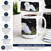 Bichon Frise Ceramic Coffee Mug 15 oz Decorative Large C Handle Mug Cup for Tea, Cocoa Hot Chocolate