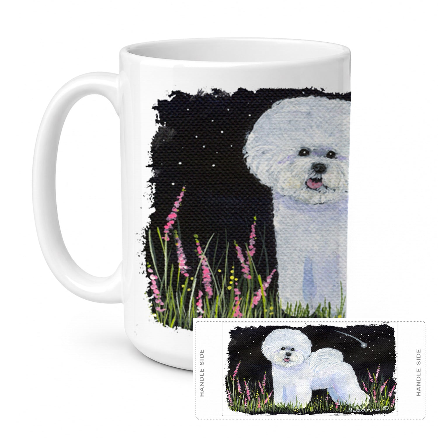 Bichon Frise Ceramic Coffee Mug 15 oz Decorative Large C Handle Mug Cup for Tea, Cocoa Hot Chocolate