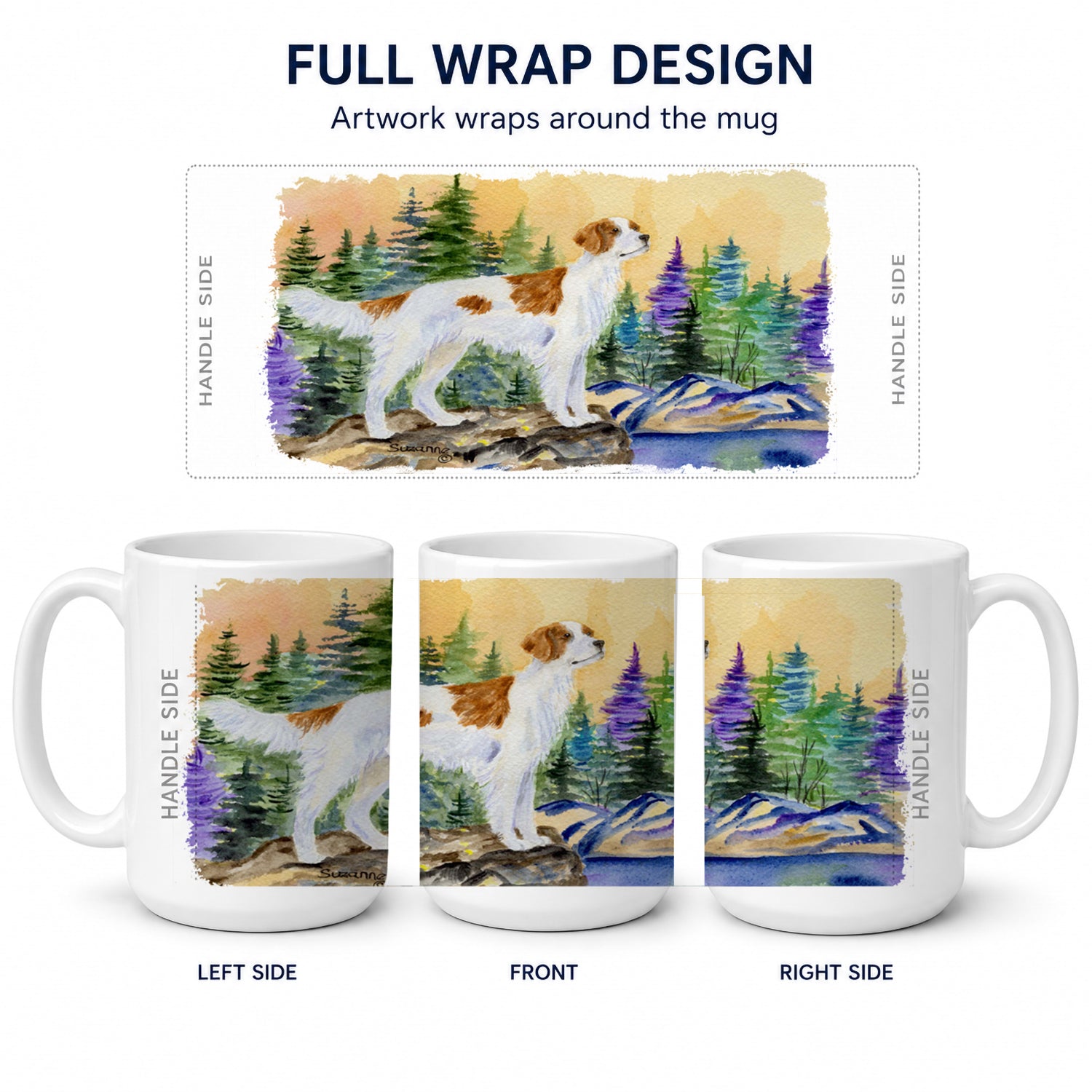 Setter Ceramic Coffee Mug 15 oz Decorative Large C Handle Mug Cup for Tea, Cocoa Hot Chocolate