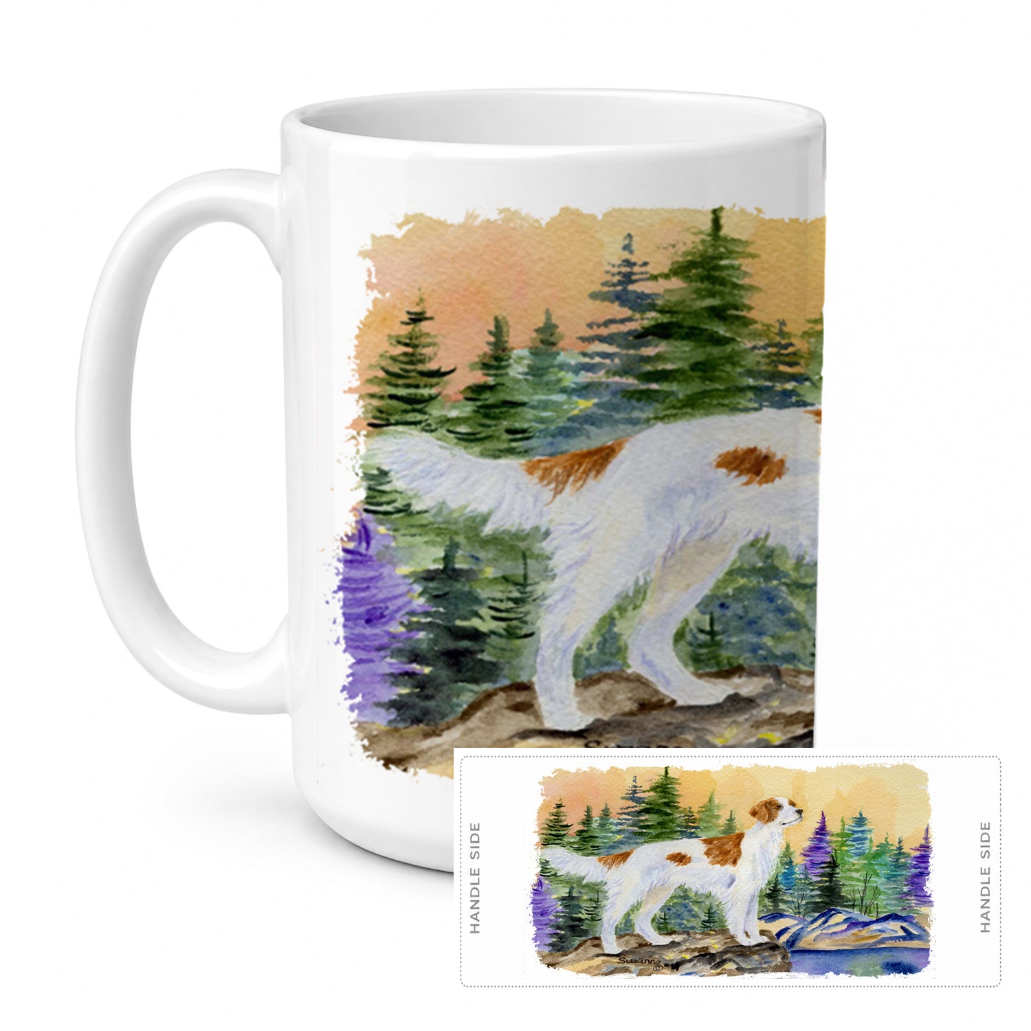 Setter Ceramic Coffee Mug 15 oz Decorative Large C Handle Mug Cup for Tea, Cocoa Hot Chocolate