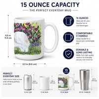 Papillon Ceramic Coffee Mug 15 oz Decorative Large C Handle Mug Cup for Tea, Cocoa Hot Chocolate
