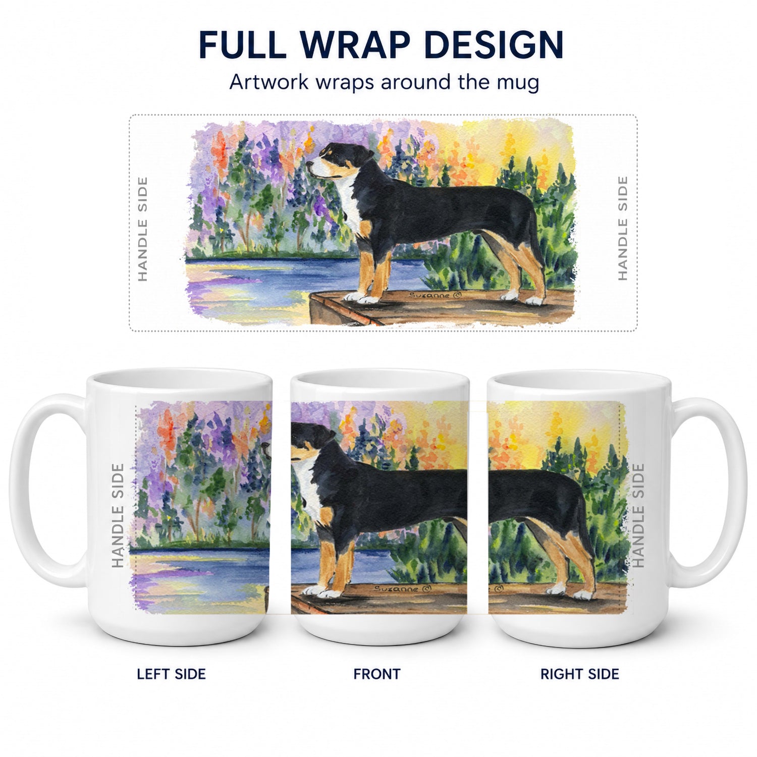 Greater Swiss Mountain Dog Ceramic Coffee Mug 15 oz Decorative Large C Handle Mug Cup for Tea, Cocoa Hot Chocolate