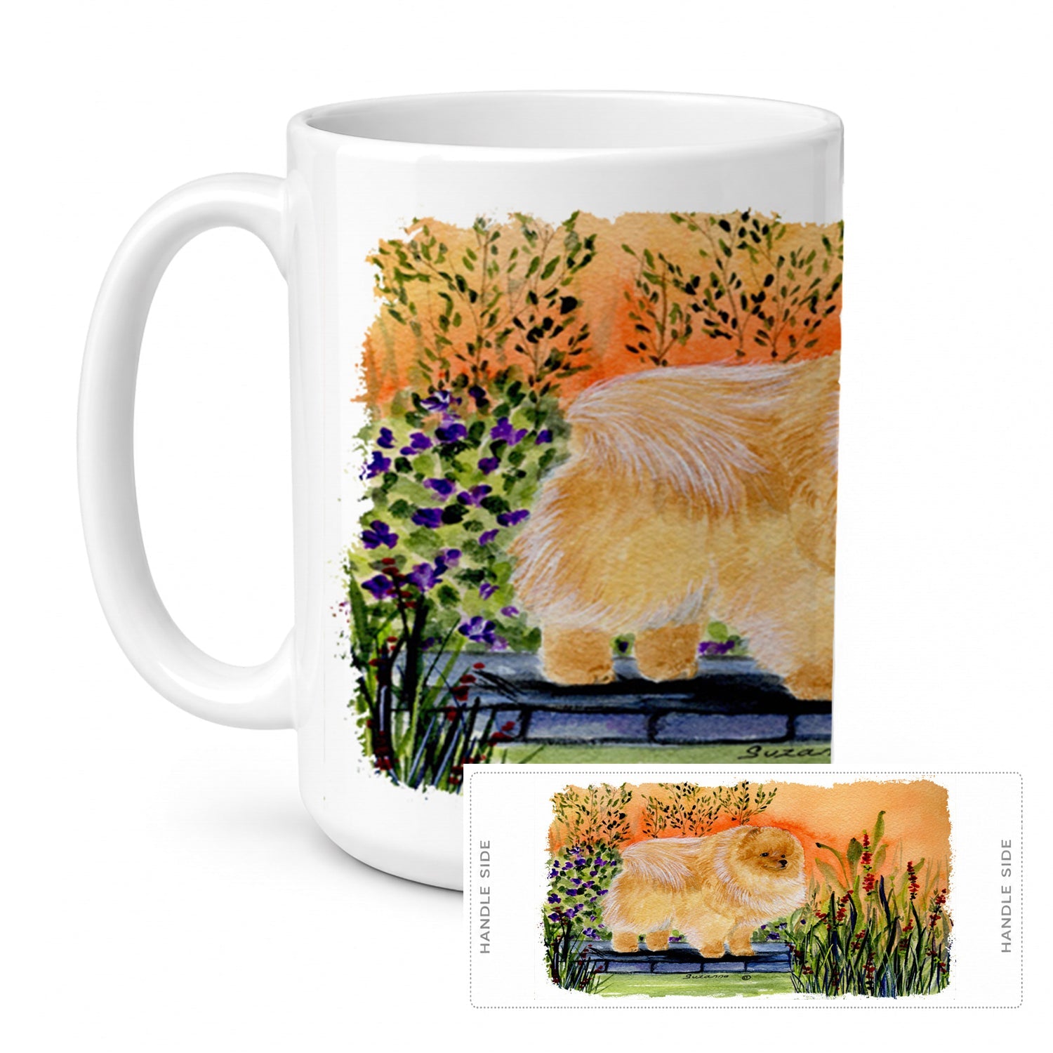 Pomeranian Ceramic Coffee Mug 15 oz Decorative Large C Handle Mug Cup for Tea, Cocoa Hot Chocolate