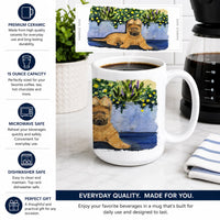 Briard Ceramic Coffee Mug 15 oz Decorative Large C Handle Mug Cup for Tea, Cocoa Hot Chocolate