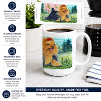 Yorkie Ceramic Coffee Mug 15 oz Decorative Large C Handle Mug Cup for Tea, Cocoa Hot Chocolate