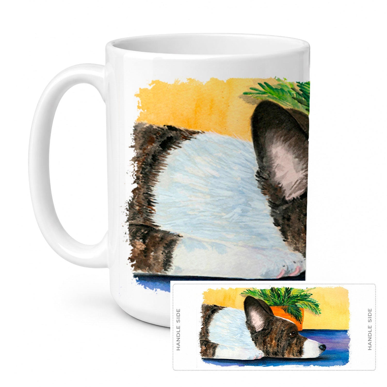 Corgi Ceramic Coffee Mug 15 oz Decorative Large C Handle Mug Cup for Tea, Cocoa Hot Chocolate