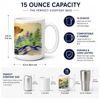 Tosa Inu Ceramic Coffee Mug 15 oz Decorative Large C Handle Mug Cup for Tea, Cocoa Hot Chocolate