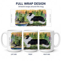 Collie Ceramic Coffee Mug 15 oz Decorative Large C Handle Mug Cup for Tea, Cocoa Hot Chocolate