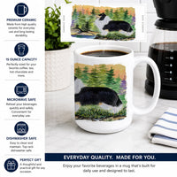 Collie Ceramic Coffee Mug 15 oz Decorative Large C Handle Mug Cup for Tea, Cocoa Hot Chocolate