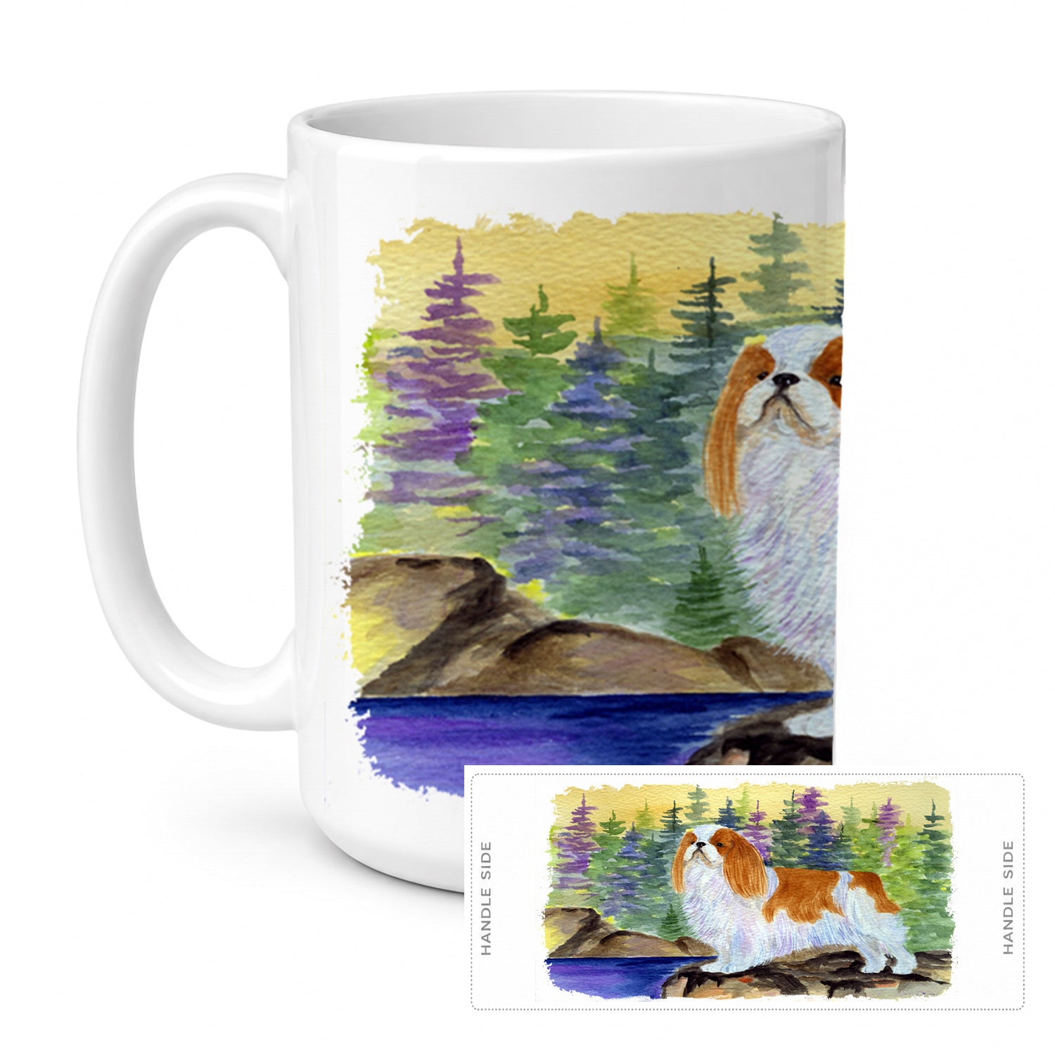English Toy Spaniel Ceramic Coffee Mug 15 oz Decorative Large C Handle Mug Cup for Tea, Cocoa Hot Chocolate