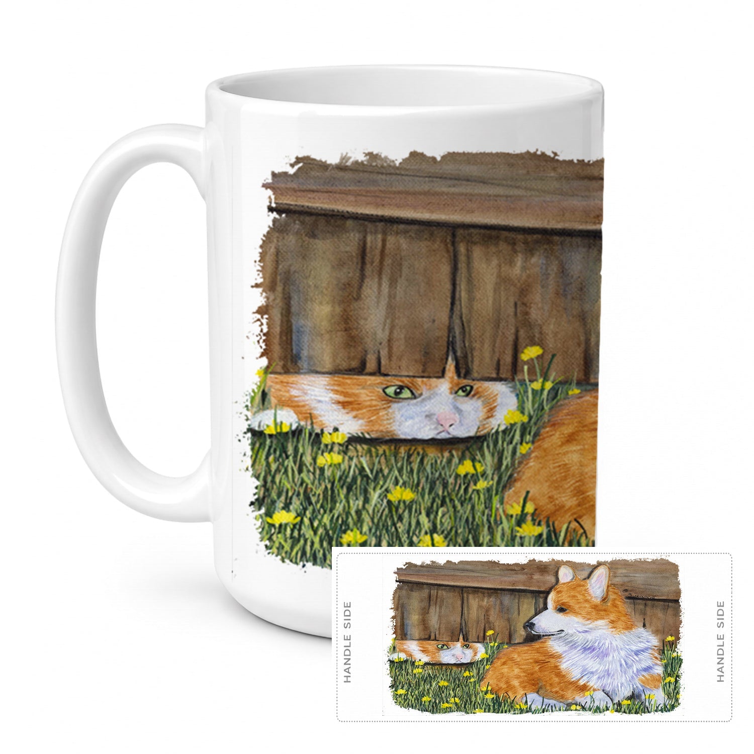 Corgi Ceramic Coffee Mug 15 oz Decorative Large C Handle Mug Cup for Tea, Cocoa Hot Chocolate