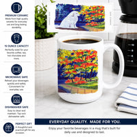 Great Pyrenees Ceramic Coffee Mug 15 oz Decorative Large C Handle Mug Cup for Tea, Cocoa Hot Chocolate