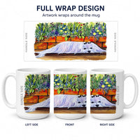 Maltese Ceramic Coffee Mug 15 oz Decorative Large C Handle Mug Cup for Tea, Cocoa Hot Chocolate