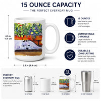 Maltese Ceramic Coffee Mug 15 oz Decorative Large C Handle Mug Cup for Tea, Cocoa Hot Chocolate