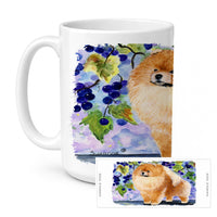 Pomeranian Ceramic Coffee Mug 15 oz Decorative Large C Handle Mug Cup for Tea, Cocoa Hot Chocolate