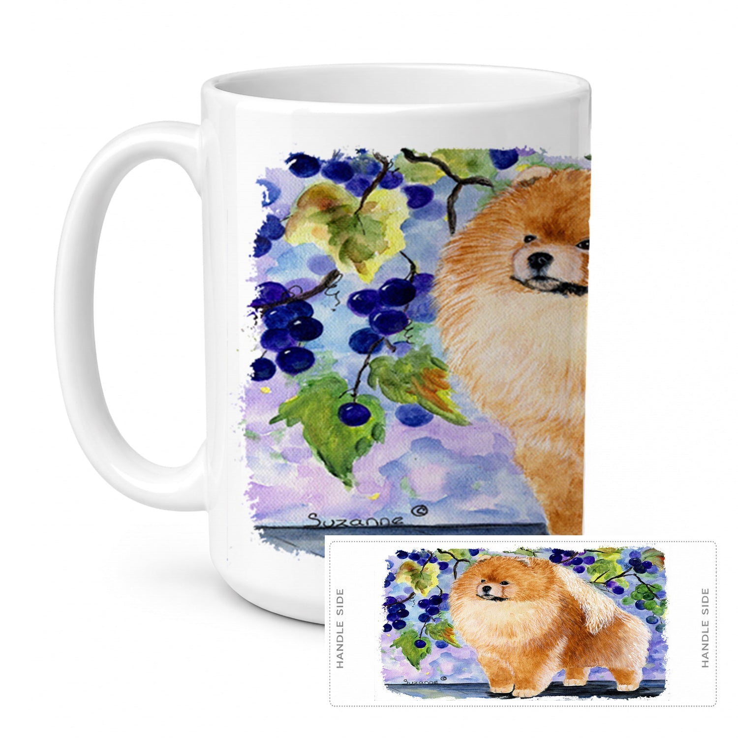 Pomeranian Ceramic Coffee Mug 15 oz Decorative Large C Handle Mug Cup for Tea, Cocoa Hot Chocolate