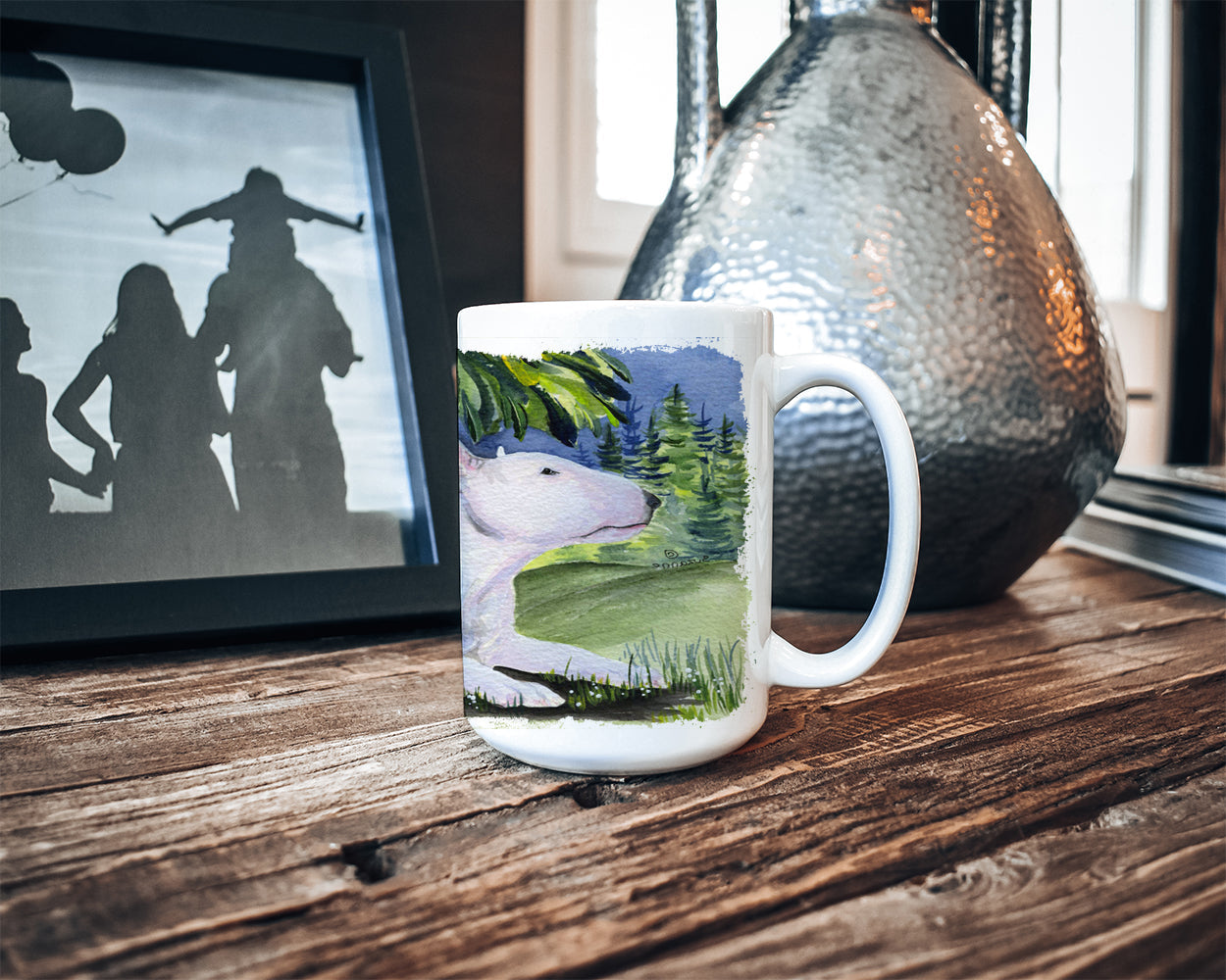 Bull Terrier Ceramic Coffee Mug 15 oz Decorative Large C Handle Mug Cup for Tea, Cocoa Hot Chocolate