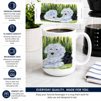 Old English Sheepdog Ceramic Coffee Mug 15 oz Decorative Large C Handle Mug Cup for Tea, Cocoa Hot Chocolate