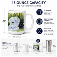 Old English Sheepdog Ceramic Coffee Mug 15 oz Decorative Large C Handle Mug Cup for Tea, Cocoa Hot Chocolate
