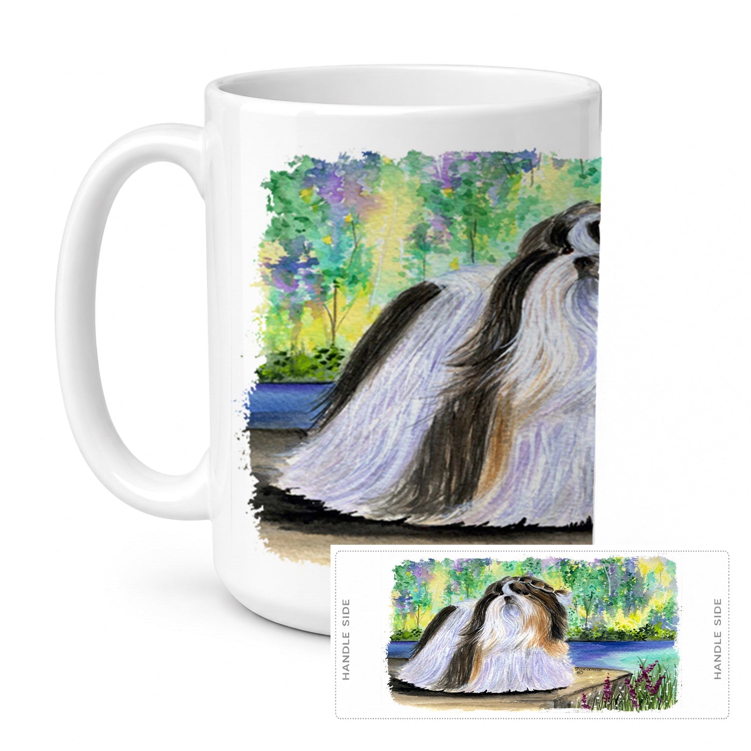 Shih Tzu Ceramic Coffee Mug 15 oz Decorative Large C Handle Mug Cup for Tea, Cocoa Hot Chocolate