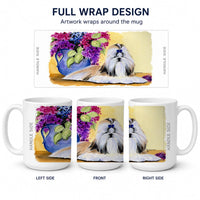 Shih Tzu Ceramic Coffee Mug 15 oz Decorative Large C Handle Mug Cup for Tea, Cocoa Hot Chocolate