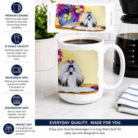 Shih Tzu Ceramic Coffee Mug 15 oz Decorative Large C Handle Mug Cup for Tea, Cocoa Hot Chocolate