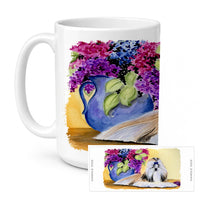 Shih Tzu Ceramic Coffee Mug 15 oz Decorative Large C Handle Mug Cup for Tea, Cocoa Hot Chocolate