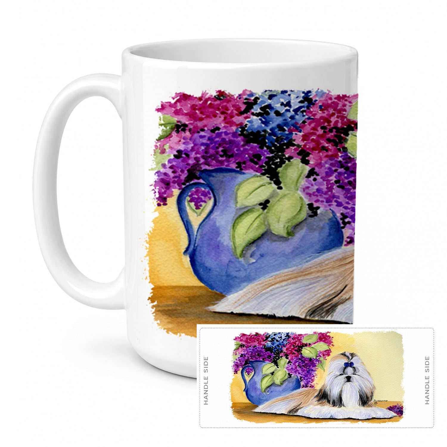 Shih Tzu Ceramic Coffee Mug 15 oz Decorative Large C Handle Mug Cup for Tea, Cocoa Hot Chocolate