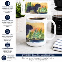 Puli Ceramic Coffee Mug 15 oz Decorative Large C Handle Mug Cup for Tea, Cocoa Hot Chocolate