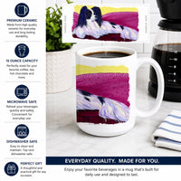 Papillon Ceramic Coffee Mug 15 oz Decorative Large C Handle Mug Cup for Tea, Cocoa Hot Chocolate