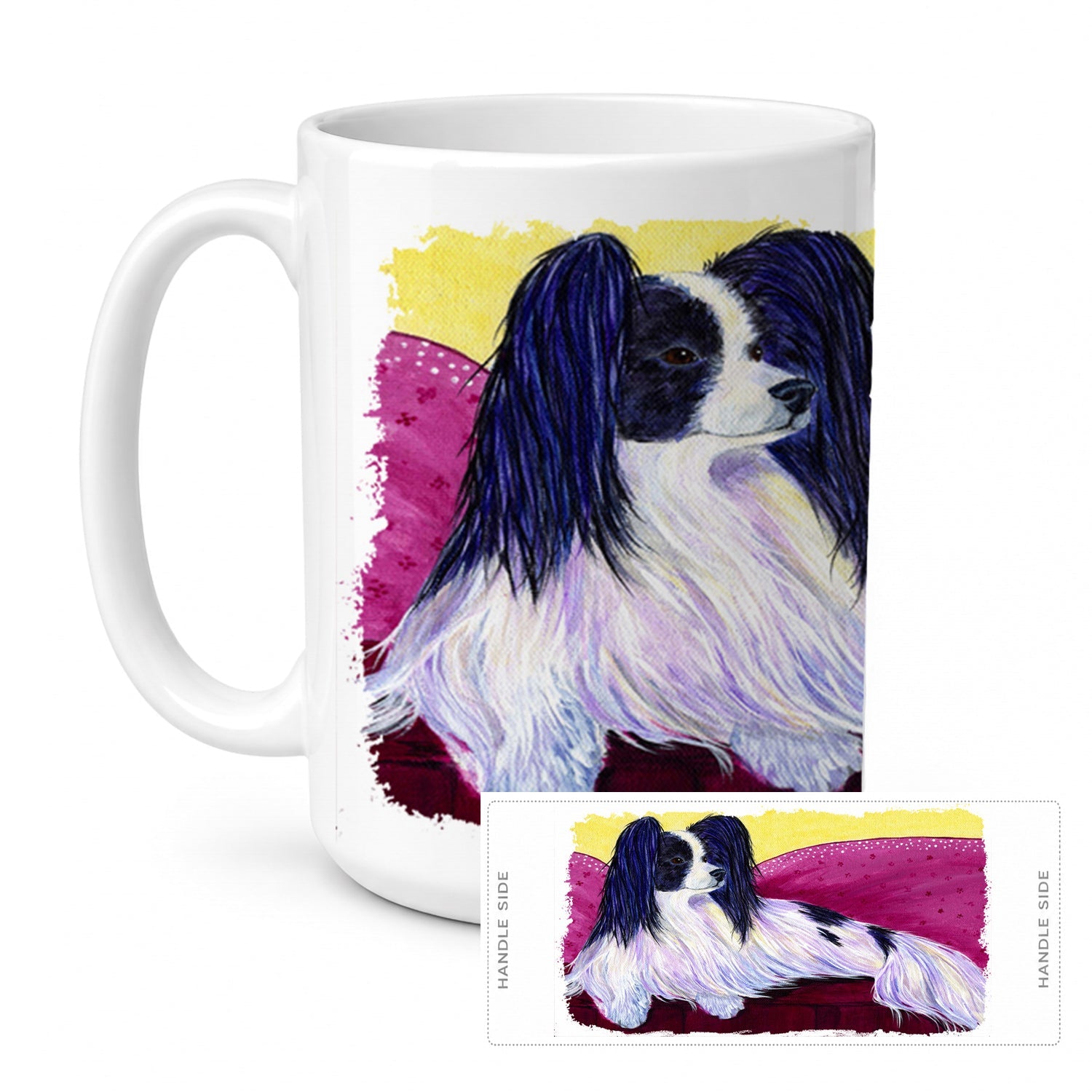 Papillon Ceramic Coffee Mug 15 oz Decorative Large C Handle Mug Cup for Tea, Cocoa Hot Chocolate