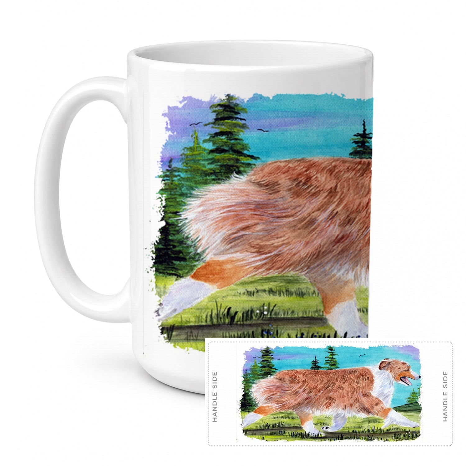 Australian Shepherd Ceramic Coffee Mug 15 oz Decorative Large C Handle Mug Cup for Tea, Cocoa Hot Chocolate