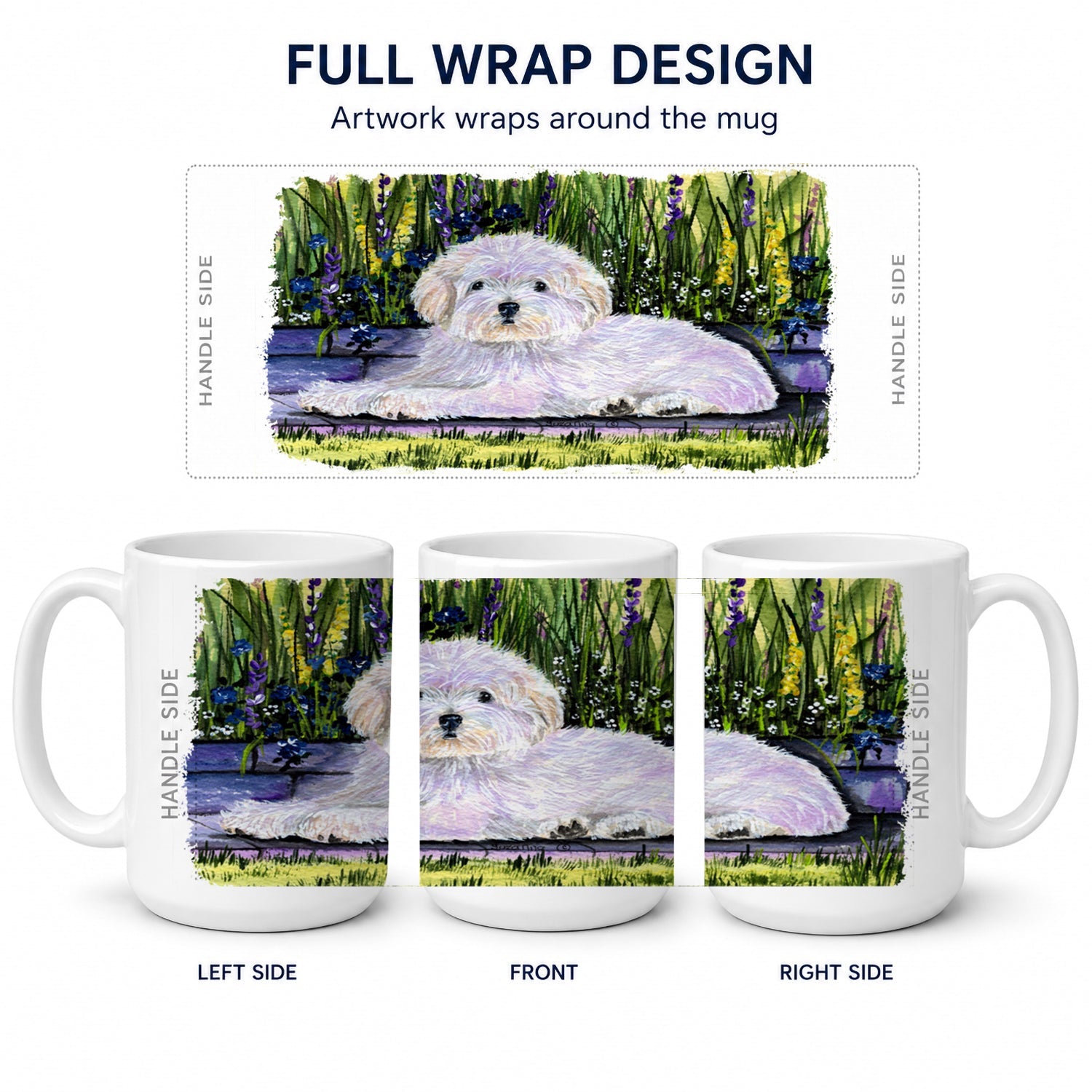 Coton de Tulear Ceramic Coffee Mug 15 oz Decorative Large C Handle Mug Cup for Tea, Cocoa Hot Chocolate