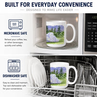 Maltese Ceramic Coffee Mug 15 oz Decorative Large C Handle Mug Cup for Tea, Cocoa Hot Chocolate