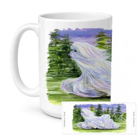 Maltese Ceramic Coffee Mug 15 oz Decorative Large C Handle Mug Cup for Tea, Cocoa Hot Chocolate