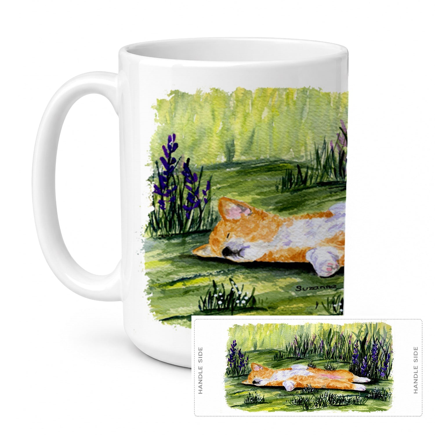Corgi Ceramic Coffee Mug 15 oz Decorative Large C Handle Mug Cup for Tea, Cocoa Hot Chocolate