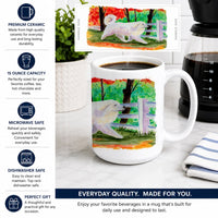 Great Pyrenees Ceramic Coffee Mug 15 oz Decorative Large C Handle Mug Cup for Tea, Cocoa Hot Chocolate