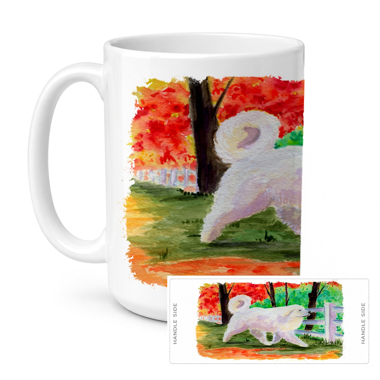 Great Pyrenees Ceramic Coffee Mug 15 oz Decorative Large C Handle Mug Cup for Tea, Cocoa Hot Chocolate